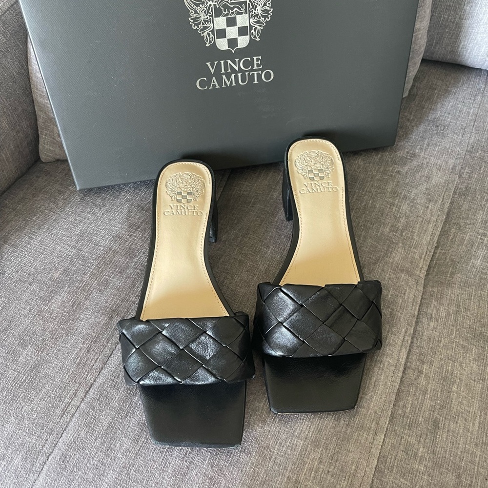 Vince Camuto Black Woven Heeled Sandals size 8.5 - Picture 9 of 9